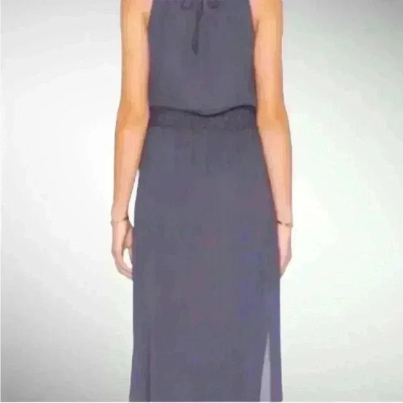 NWT Revolve Krisa Maxi Halter Sleeveless Side Slit Dusty Blue Dress Size Small - Picture 3 of 9